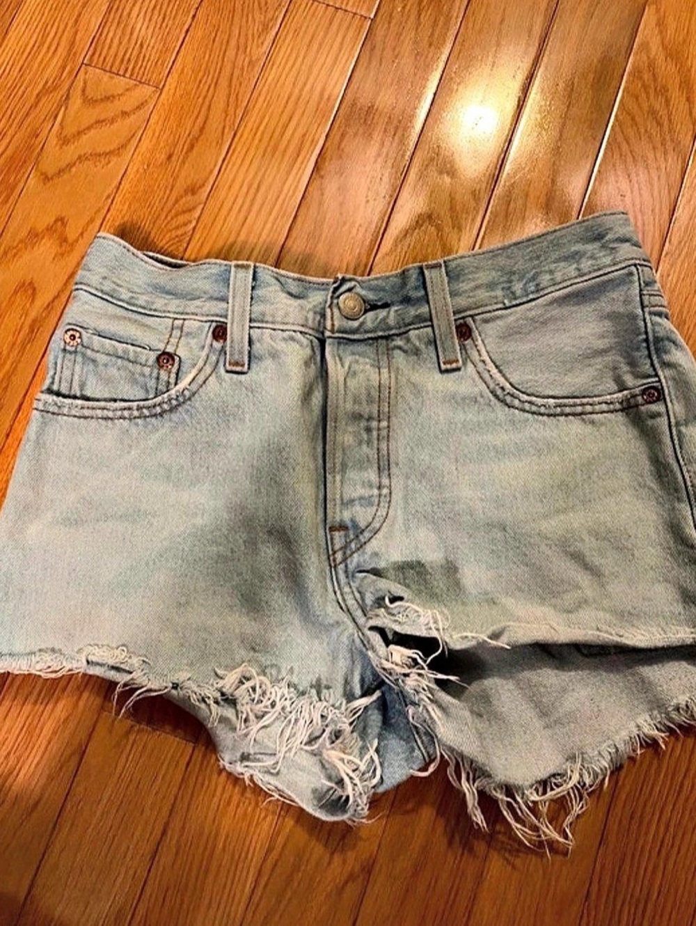 Levi's Premium 501 Distressed Denim Jean Shorts Waist 25